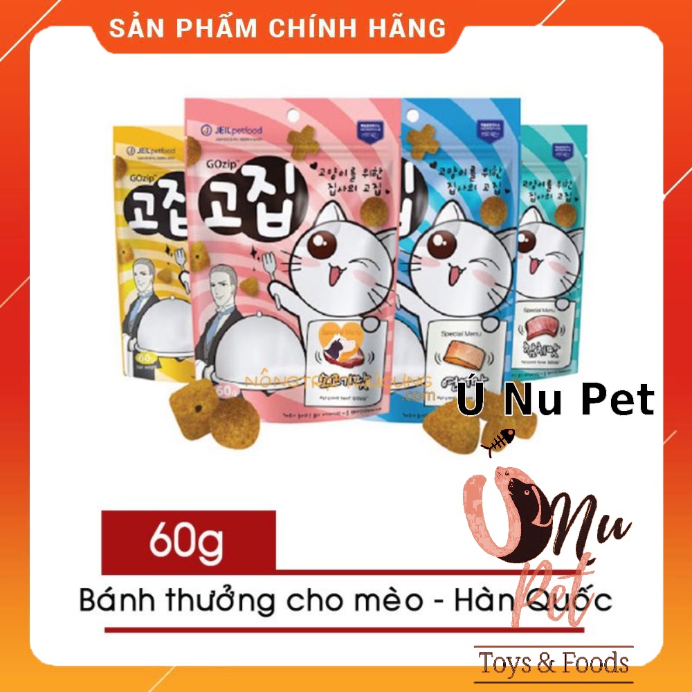 Bánh thưởng cho mèo cao cấp Gozip đủ các vị túi 60 gam