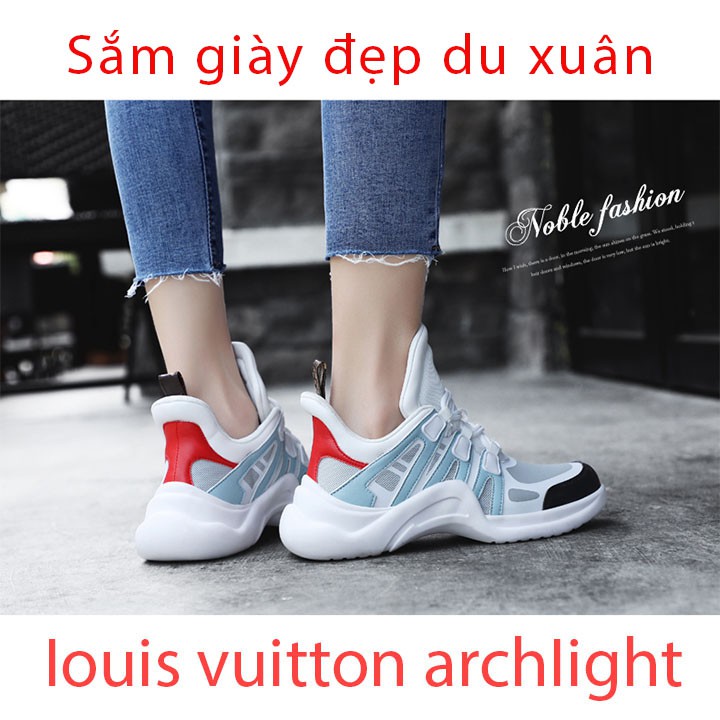 Archlight giày LV đế độn hai màu xanh, đen, tặng kèm full box, hình ảnh thật