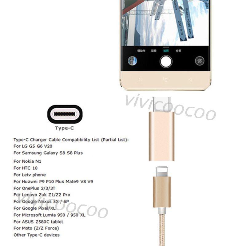 Đầu Chuyển Đổi 8 Pin Lightning Sang Type C Cho Samsung S10 S9 S8 Note 9 8 Xiaomi 9 5 Mix 6 8 Oneplus 3 / 5 / 6 Huawei P9 P10 P20 P30 Mate 20 / 10 Android