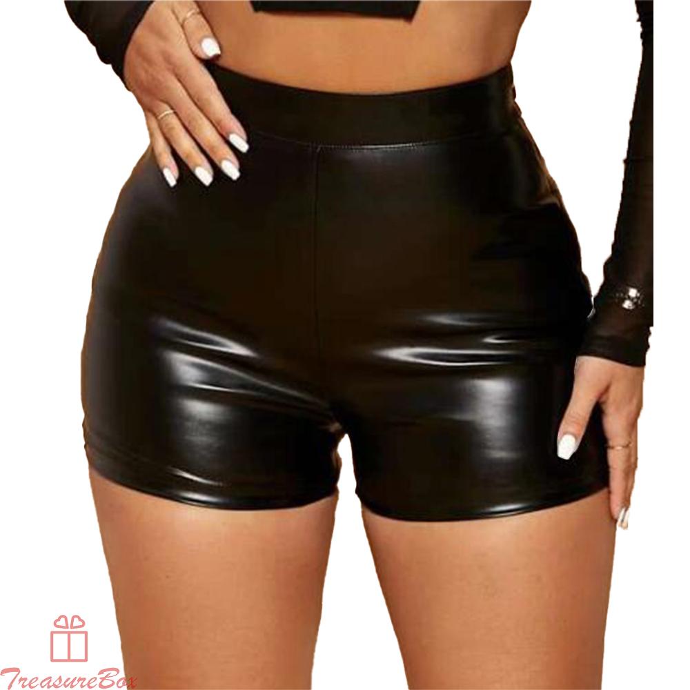 Quần Short Mini Lưng Cao Bằng Da Bóng Dùng Đi Tiệc Cho Nữ