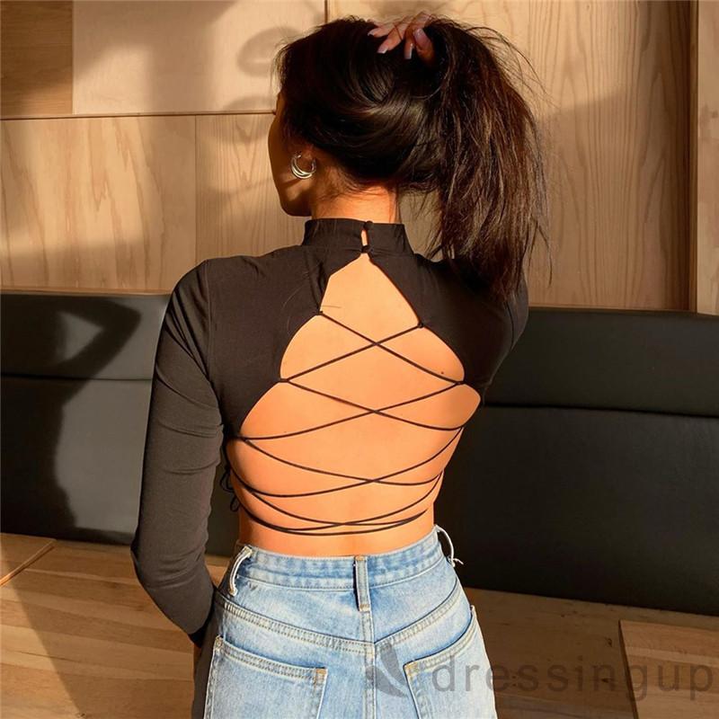 Áo croptop tay dài cổ tròn màu trơn thời trang quyến rũ cho nữ | BigBuy360 - bigbuy360.vn