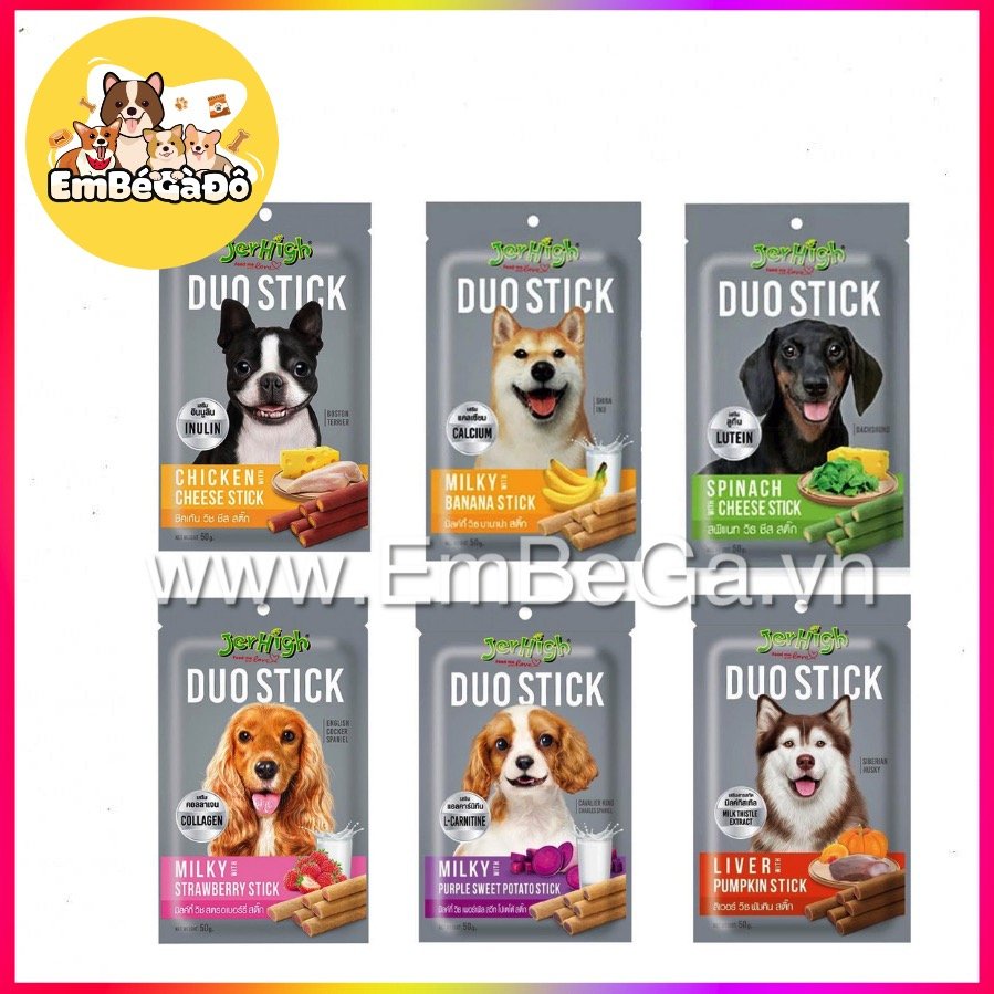 JERHIGH DUO SNACK CAO CẤP  THƯỞNG QUE NHỒI CHO CHÓ 50g