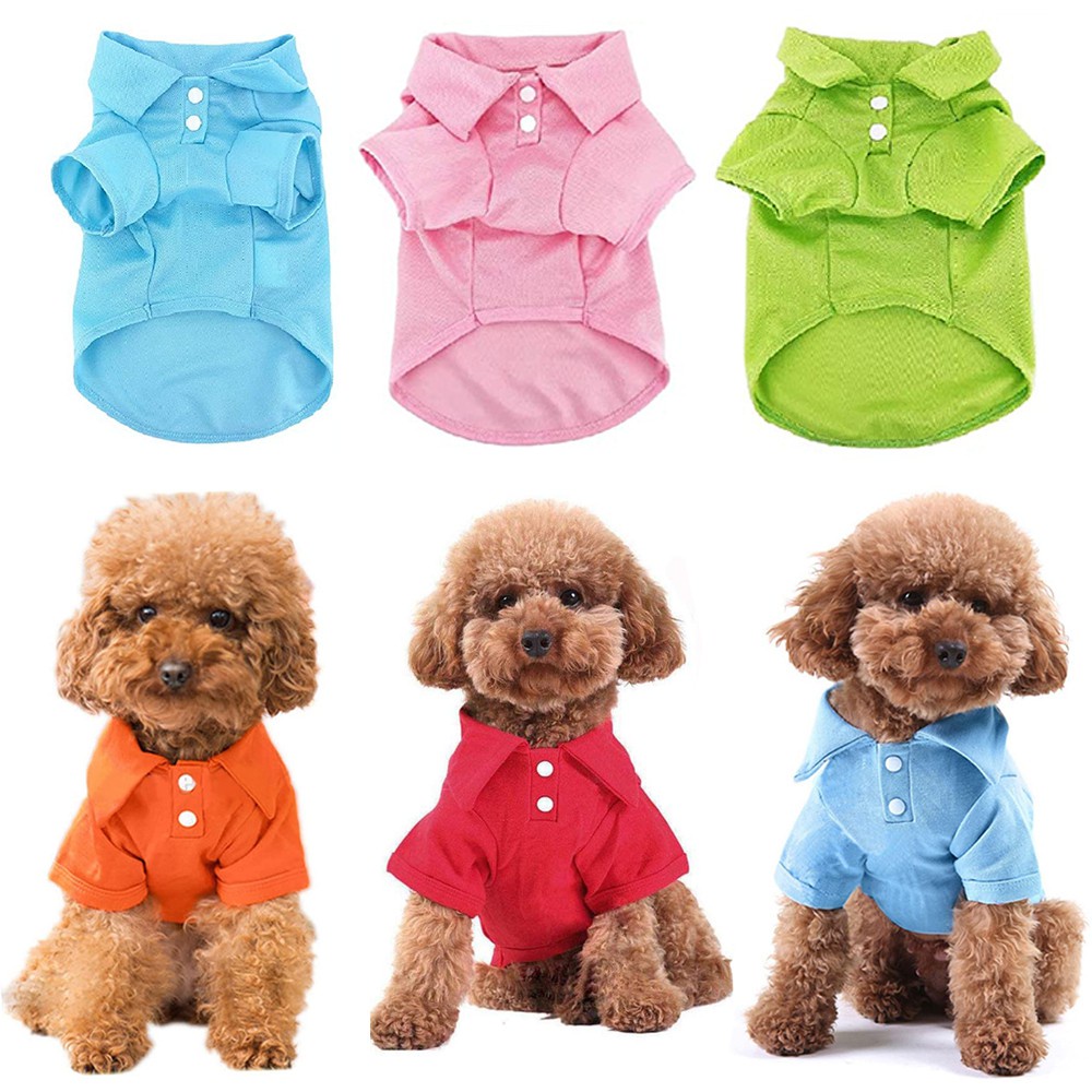 Pet Solid Color POLO Shirt cho chó T-shirt thoáng khí Quần áo cho thú cưng thoải mái