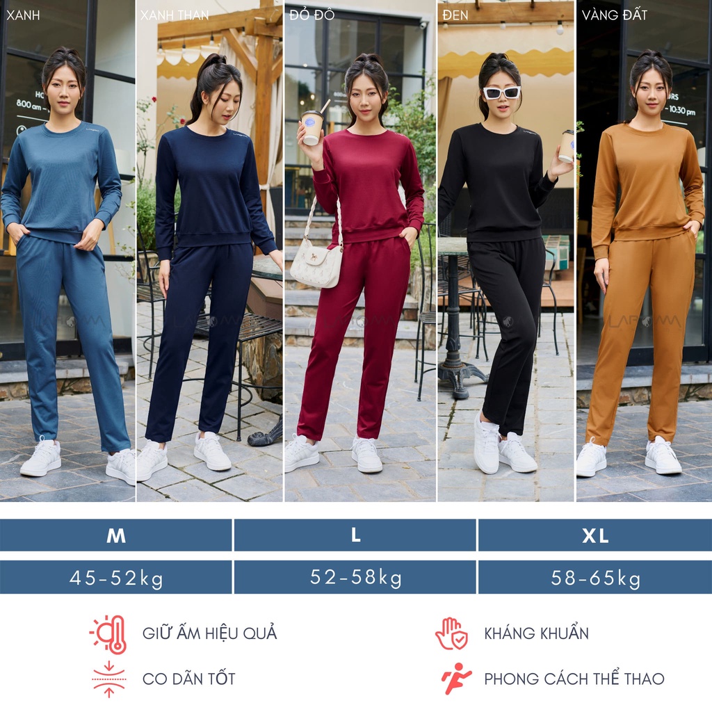 Bộ nỉ nữ khóa trơn Laroma