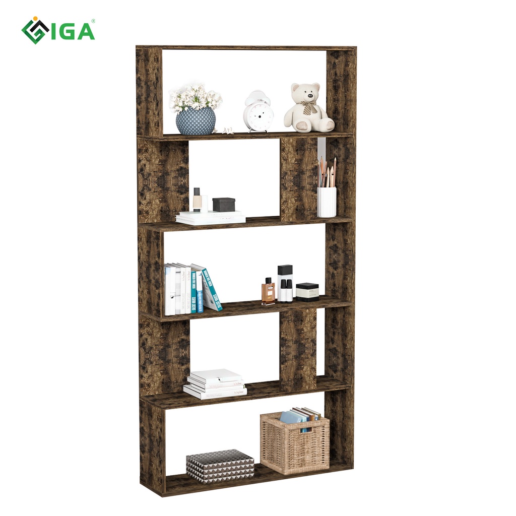 [HỎA TỐC]Tủ sách, kệ để đồ thông minh màu gỗ cháy thương hiệu IGA.GP105.08