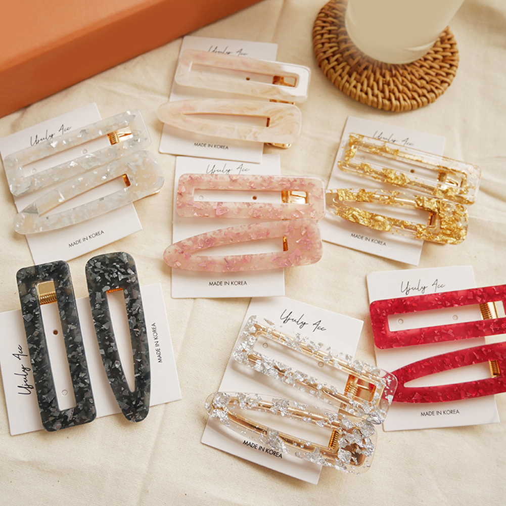 Kẹp Tóc Hình Chữ Nhật Đính Kim Sa Lấp Lánh Cho Nữ