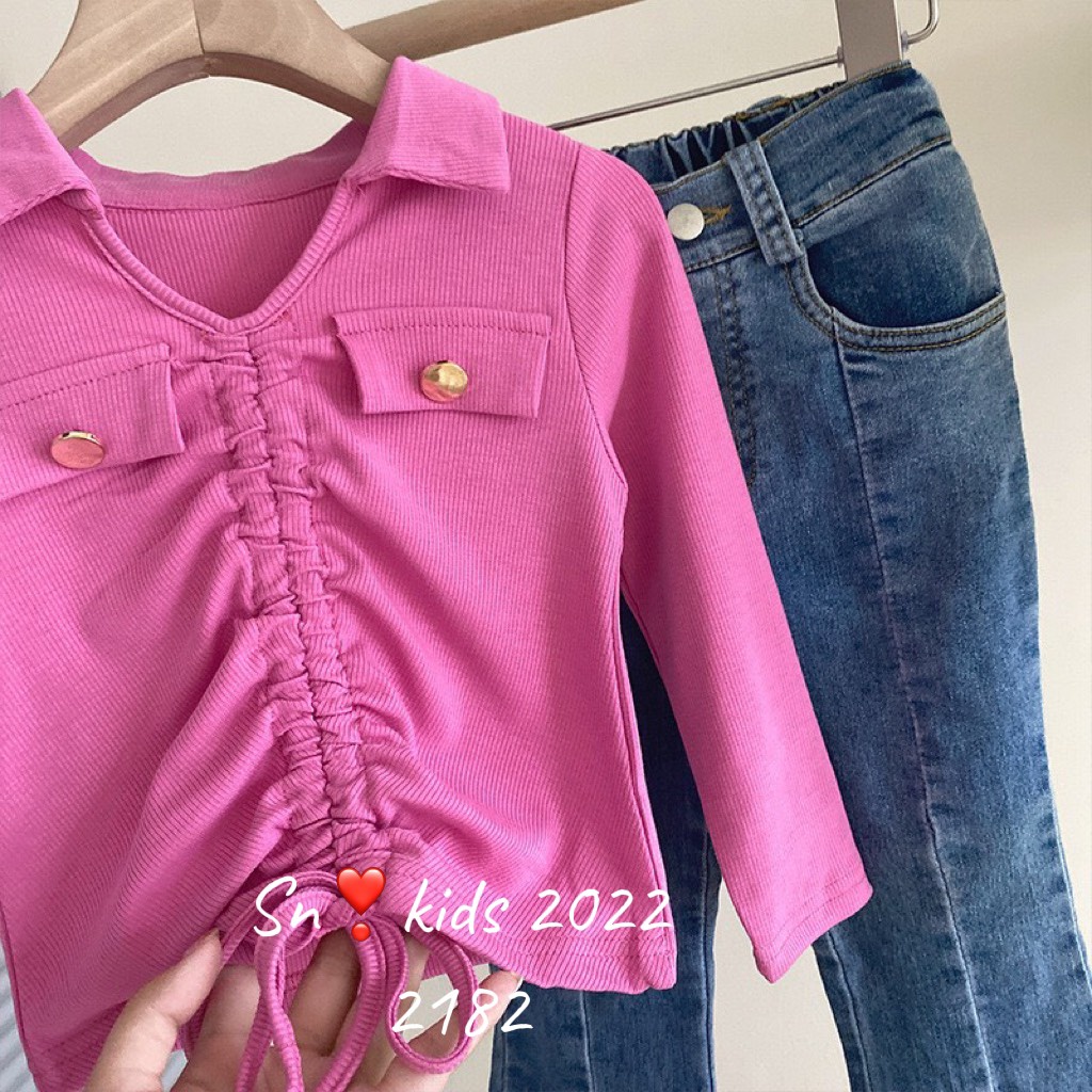 Sét bộ bò phối áo len dây rút xinh với quần bò