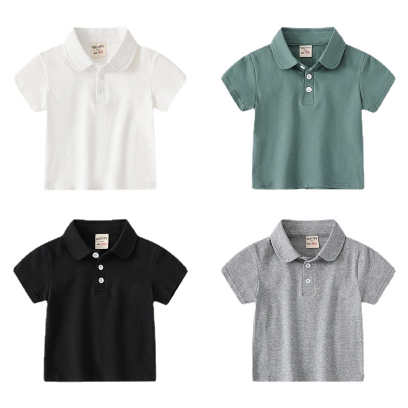 Soffny Áo polo tay ngắn bằng cotton thời trang mùa hè dành cho bé