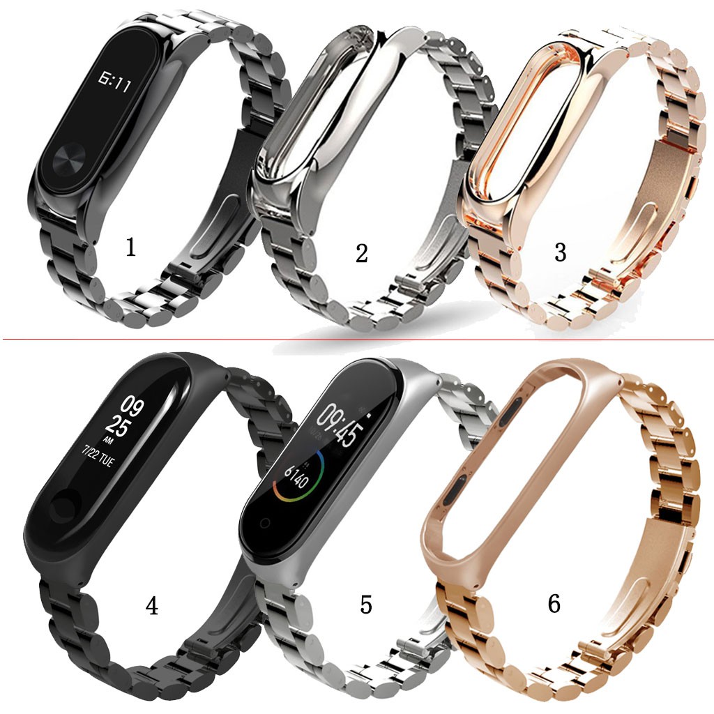 Dây đeo bằng thép không gỉ với khóa kim loại cho Xiaomi Mi Band 2 3 4 Miband 2 3 4