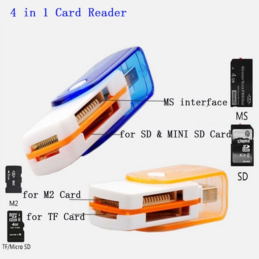 [COD] Smart 4 in 1 TF SD Card Reader Sim for M2 SD SDHC Mini SD TF Cards Adapter Multi-Color Memory Card Mini USB Micro/Multicolor