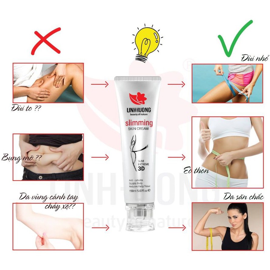 Kem tan mỡ Linh Hương Slimming Skin Cream hỗ trợ massage làm tan mỡ bụng, tan mỡ đùi và cánh tay dung tích 150ml