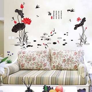[RẺ VÔ ĐỊCH] Decal dán tường hoa sen và cá - DC615