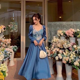 Đầm nữ tay dài trễ vai họa tiết hoa thời trang quyến rũ