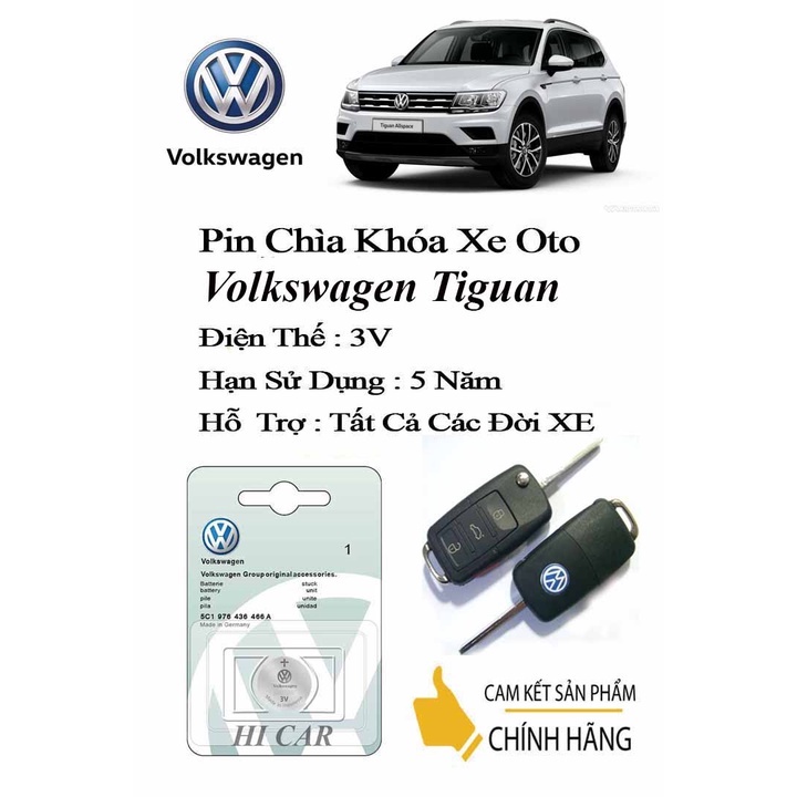 Pin chìa khóa ô tô Volkswagen Tiguan chính hãng