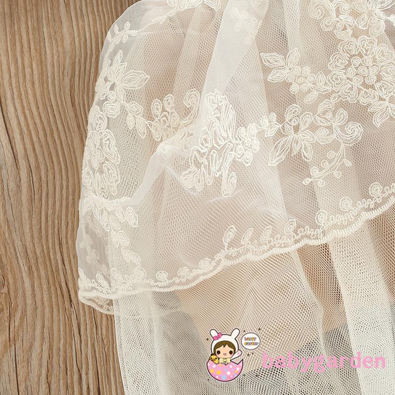 BABYGARDEN-0-24mmonths Baby Girls Summer Romper Dress, Ruffle Sleeve Floral Embroidery Tutu Bodysuit