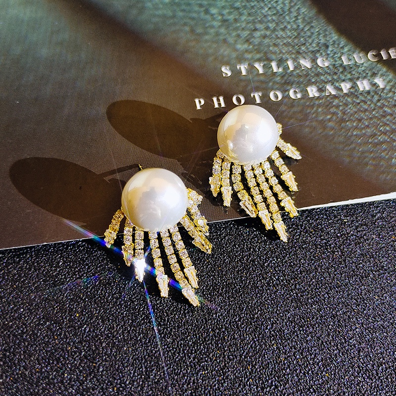 Bông Tai Tua Rua Hình Trái Tim Đính Ngọc Trai 2022 Cho Nữ AAA S925