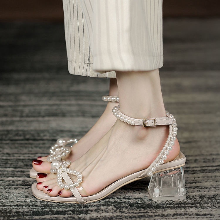 ✙∋Dép lê nữ nhúm bèo đính ngọc dép-sandal bệt-kẹp xỏ ngón thời trang tiểu thư phong cách hàn quốc đi biển-dép quai mảnh