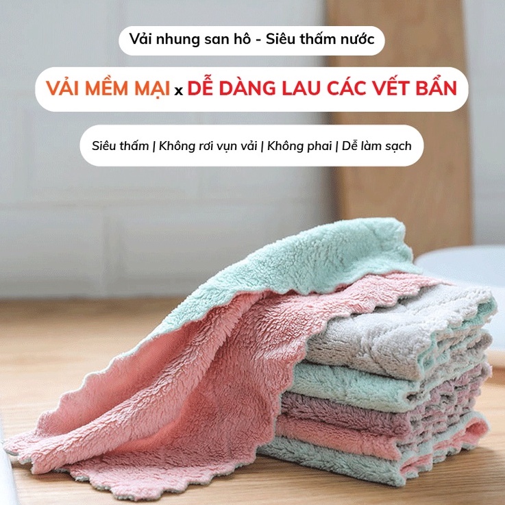 Combo 3 khăn lau đa năng mềm mại siêu thấm kháng khuẩn nhanh khô dùng lau bếp bát đĩa bàn ghế Taiwan Hub
