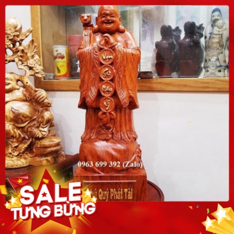 Tượng phật di lặc chúc phúc bằng gỗ hương cao 50cm