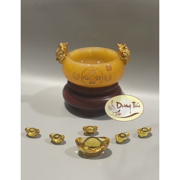 Bát Tụ Bảo ( Tụ Bảo Bồn , Hũ Vàng ) Bằng Ngọc, Chiêu Tài Lộc Phong Thuỷ