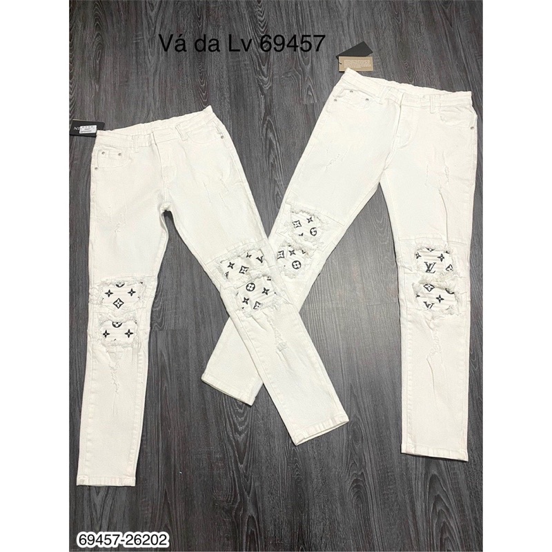 [Có video]Quần Jean Nam AMR Vá Da Vá LV Vá Thỏ Xịn Xò - Quần Bò Nam Vá Siêu Hót