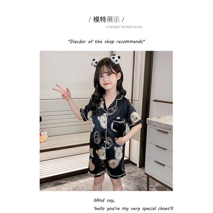 Bộ Đồ Ngủ Ngắn Tay Bằng Lụa Mát Thời Trang Mùa Hè Dành Cho Mẹ Và Bé