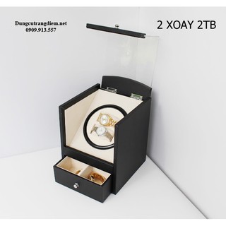 Hộp Lắc Đồng Hồ Cơ Automatic 2 Xoay Vỏ Da & Vỏ Gỗ HÀNG BỀN