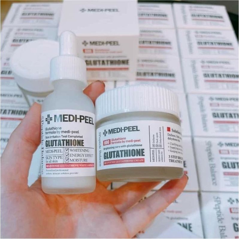 Bộ ba (có tách lẻ) kem dưỡng, nước hoa hồng &amp; tinh chất dưỡng trắng da glutathion medipeel (medi peel)