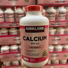 Date 8/2025 Viên Uống Bổ Sung Canxi Kirkland Calcium 600mg + D3 (màu hồng)- 500 Viên – Mỹ