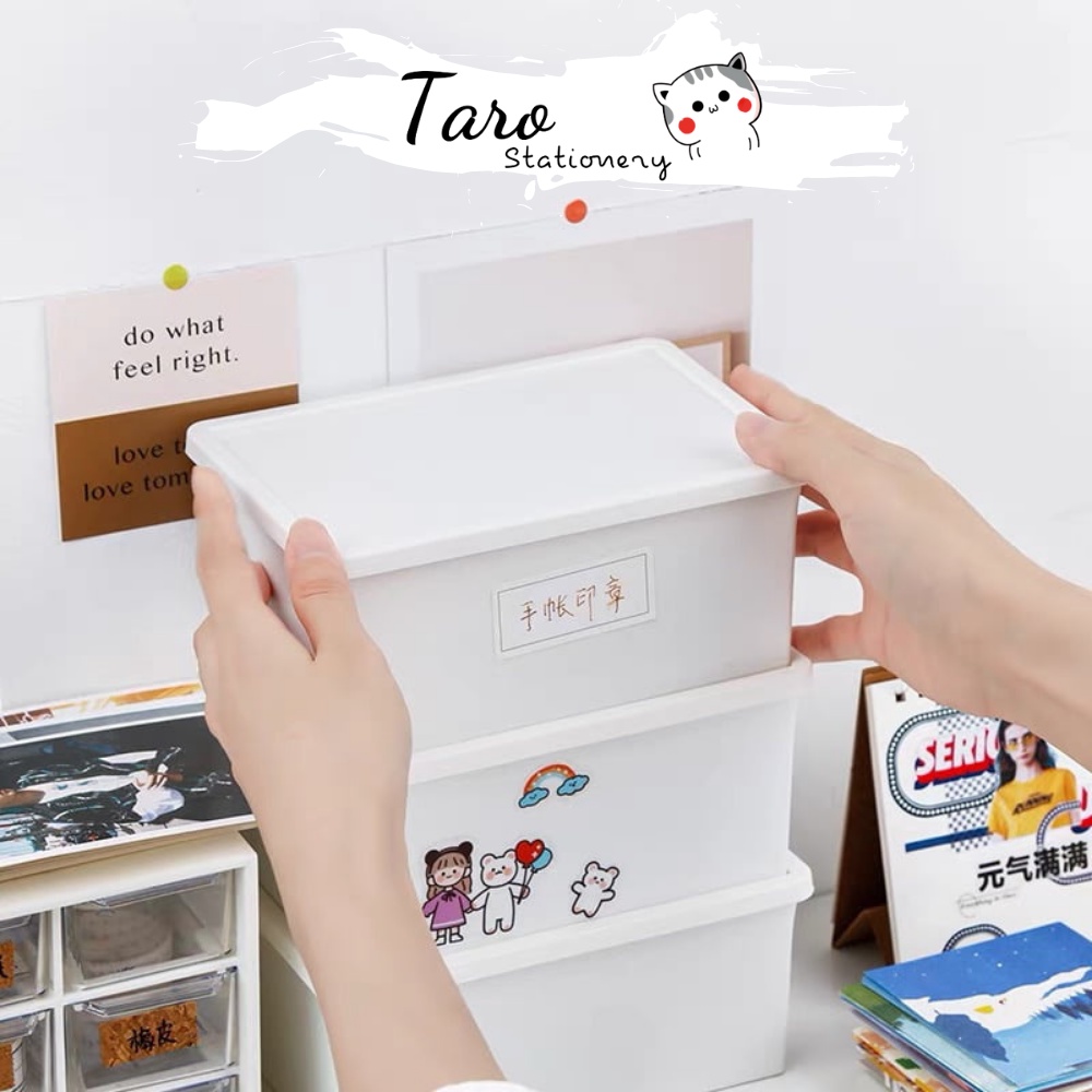 HỘP NHỰA MINI để bàn đựng sticker, băng keo, bút viết Taro Stationery