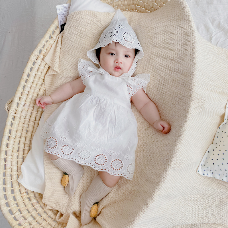 Bộ Áo Liền Quần Xinh Xắn Cho Bé Gái Từ 0-24 Tháng Tuổi