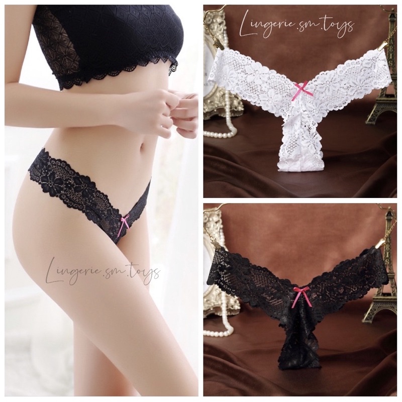QL2106 Quần Lót Điểm Nơ Ren Cao Cấp Mềm Mại - Ôm Mông Quyến Rũ - Lọt Khe Sexy @lingerie.sm.toys