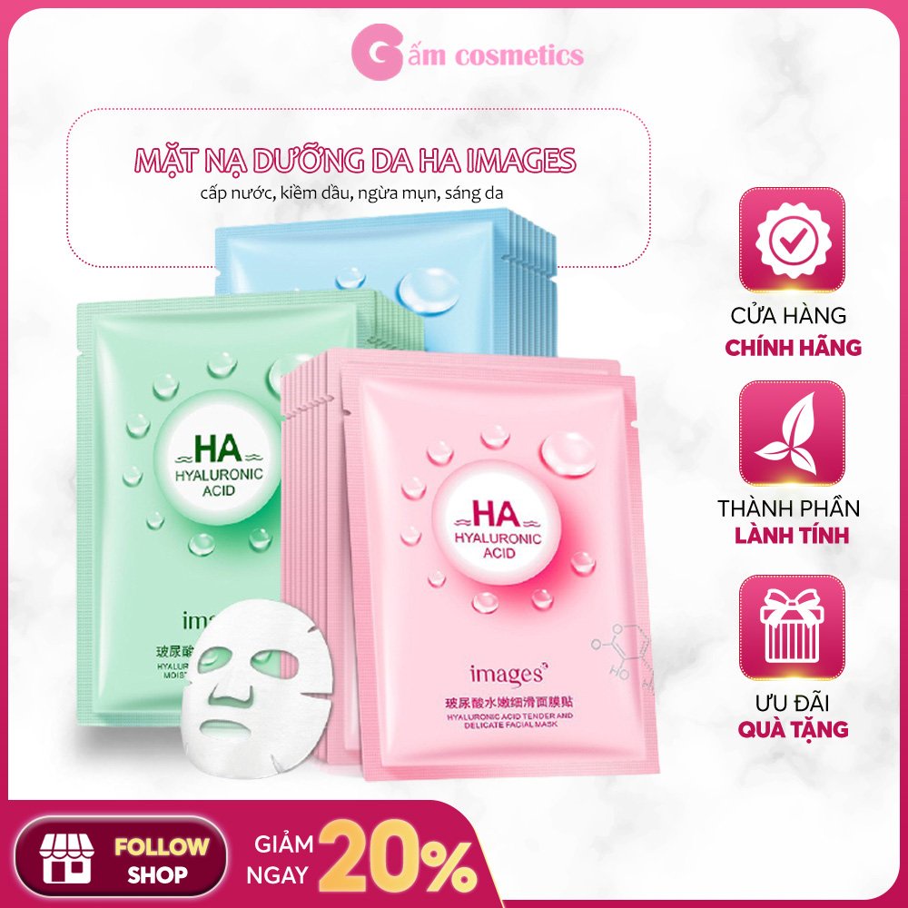 Mặt nạ giấy HA Images Hyaluronic Acid Facial Mask dưỡng trắng cấp ẩm hàng nội địa Trung