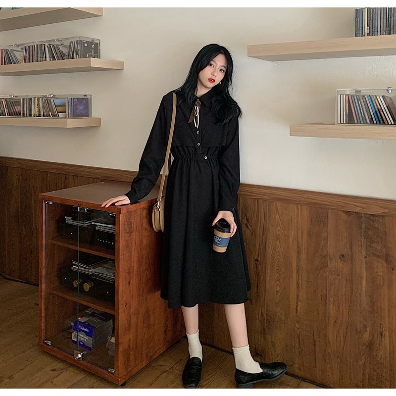 Đầm ulzzang hoa chuông phong cách Hàn Quốc VD098(có ảnh thật)