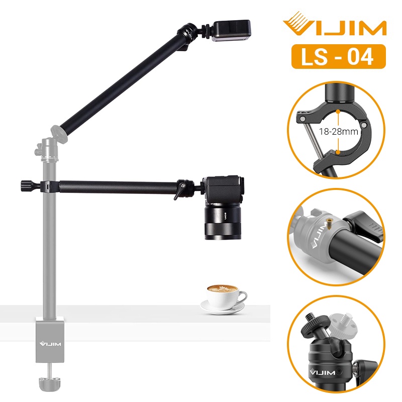 VIJIM LS04 Flexible Arm - Bộ 2 tay mở rộng gắn đèn, micro, máy ảnh DSLR khả năng tải 1Kg