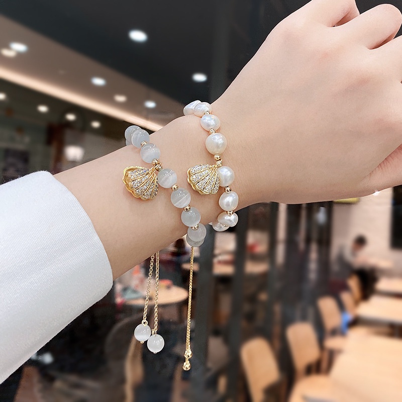 Vòng tay xỏ đá opal phong cách Hàn Quốc thời trang xinh xắn cho nữ