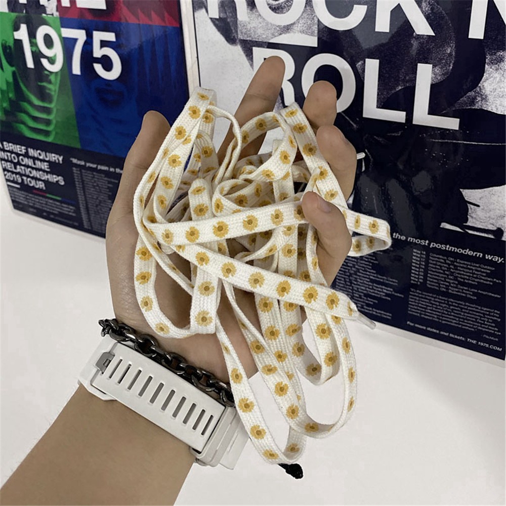 Cặp dây giày thể thao in hình hoa cúc nhỏ dài 140cm phong cách Hàn Quốc xinh xắn