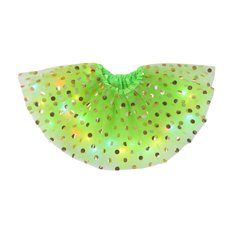 Haha Chân Váy Lưới Tutu Co Giãn Phối Đèn LED Cho Bé Gái Tập Múa Ballet