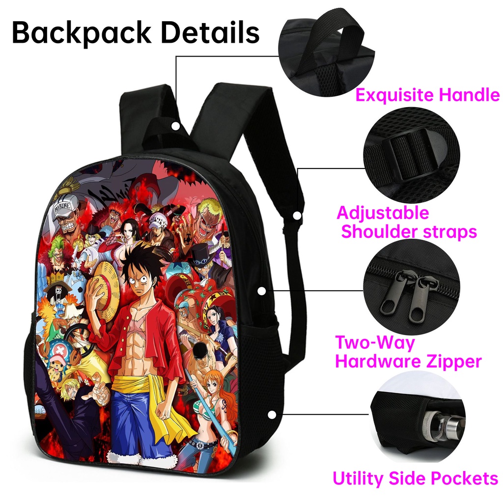 Ba Lô Đi Học In Họa Tiết Hoạt Hình One Piece luffy Cho Bé Trai
