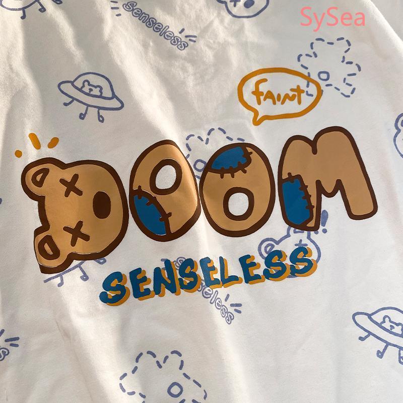 Áo Thun Tay Ngắn Dáng Rộng In Hình Gấu Thời Trang Mùa Hè Dành Cho Học Sinh