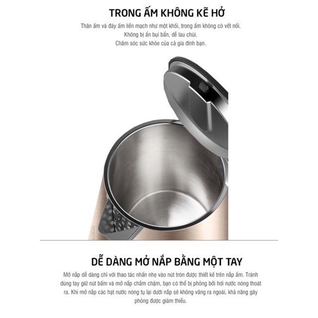 Ấm đun nước Lock&Lock ✨ ✨ siêu tốc vỏ thép 1,7L EJK631BLK chính hãng