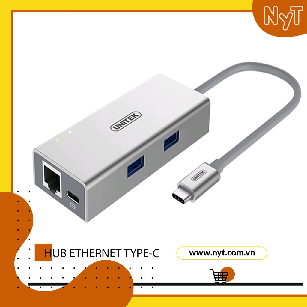 Multiport Hub Type-C Ra 2 USB 3.0 &amp; Lan Cao Cấp | UNITEK Chính Hãng