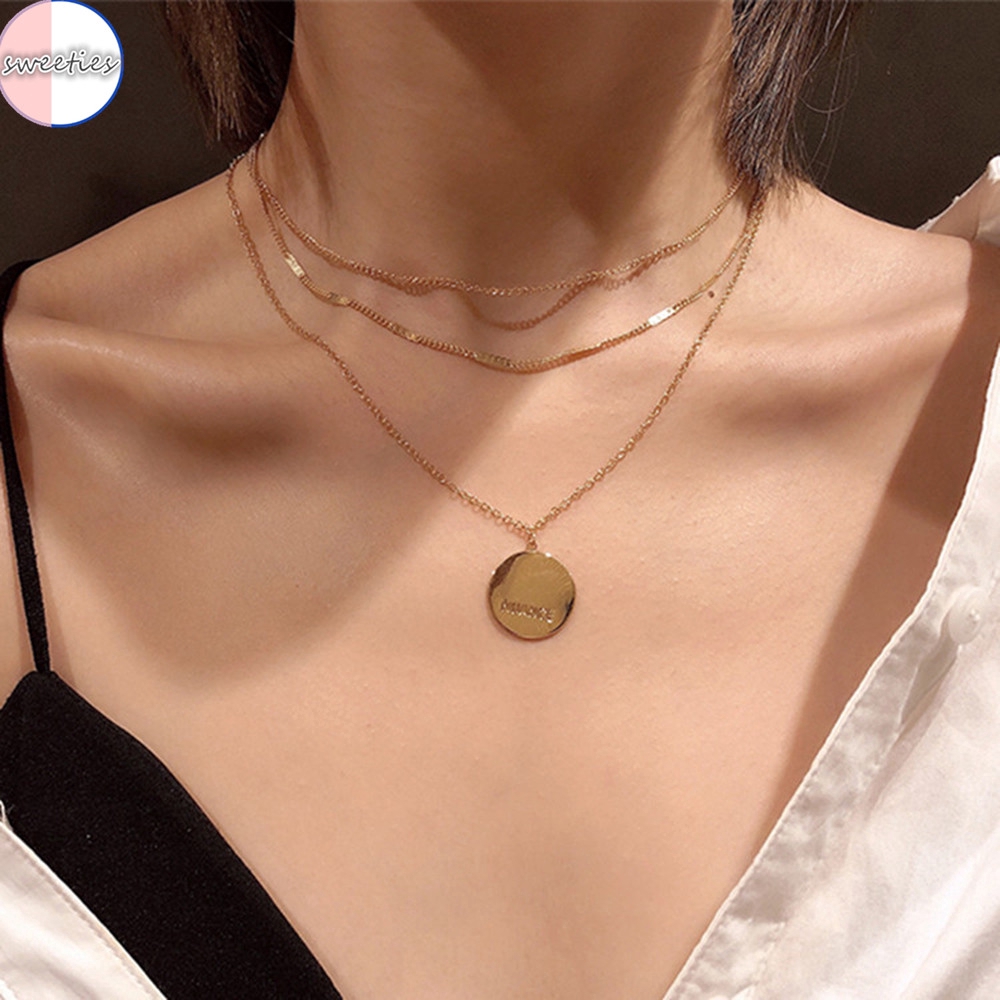 Dây chuyền vàng choker nhiều lớp dài phong cách thời trang Boho cổ điển dành cho bạn nữ