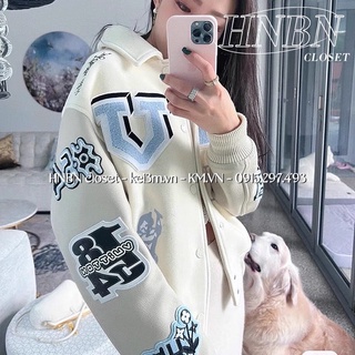Áo khoác varsity LV phối tay da new ss2022