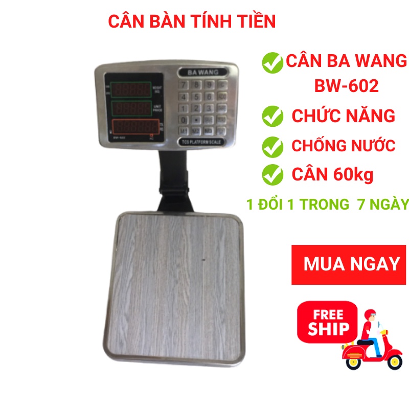 [BH 24T] cân điện tử tính tiền chống nước BA WANG - ( 60kg ) dùng cho bán hàng hải sản