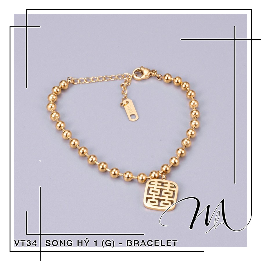 Lắc tay Titan bi cao cấp mặt chữ Song Hỷ may mắn - VT34