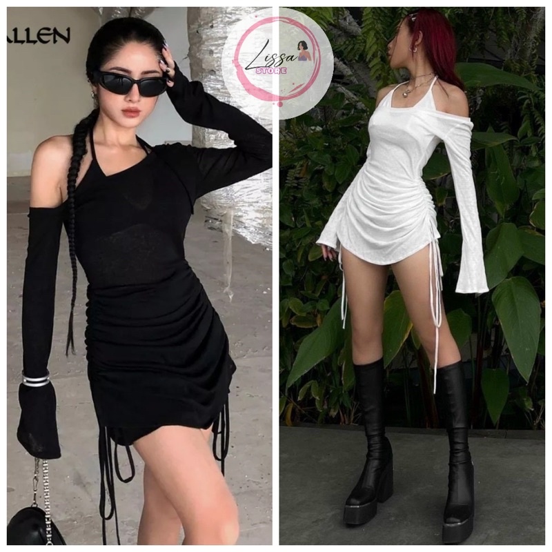 Đầm body set đầm kèm áo có mút rút dây tay dài cá tính ngầu chất chơi D5 (Giá sỉ) Lissa