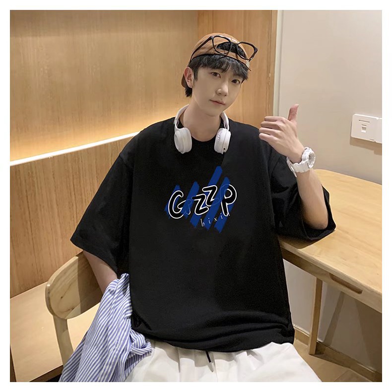 [M-8XL] Nhật Bản ​Áo Thun Tay Ngắn Dáng Rộng In Chữ Phong Cách Hip Hop Thời Trang Mùa Hè Cho Nam