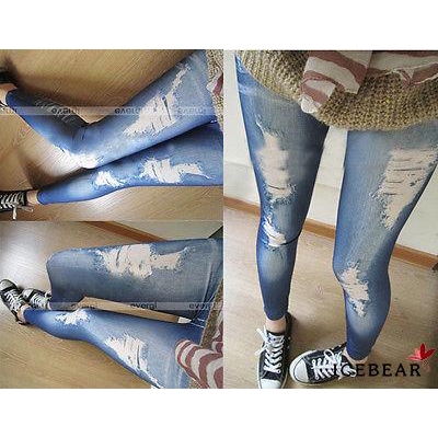 Quần legging giả jean ôm dáng cho nữ
