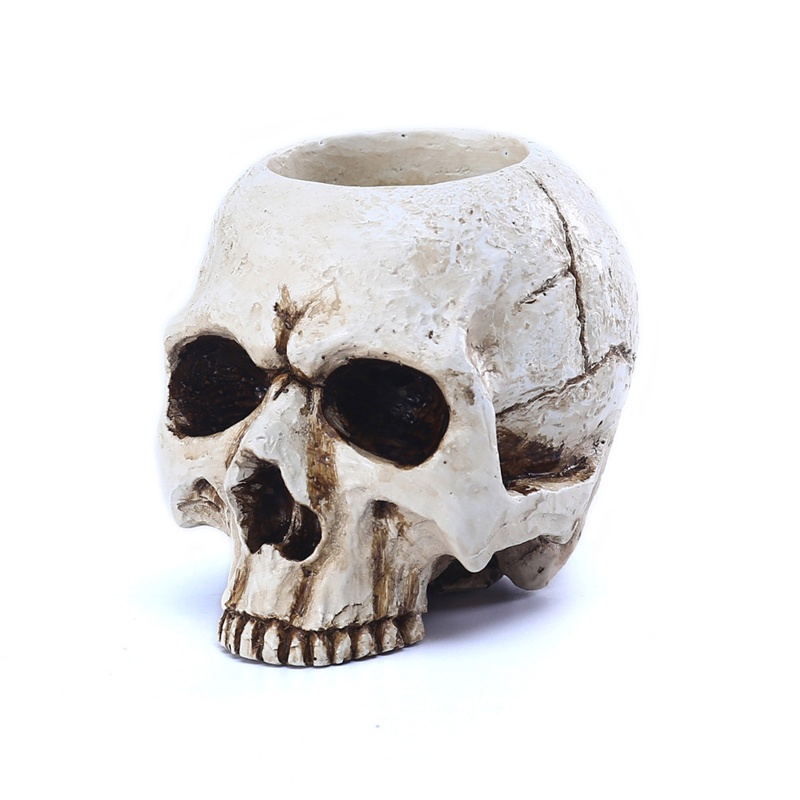 Giá Đỡ Đèn Cầy Hình Đầu Lâu Bằng Nhựa Resin Độc Đáo Trang Trí Bàn Làm Việc